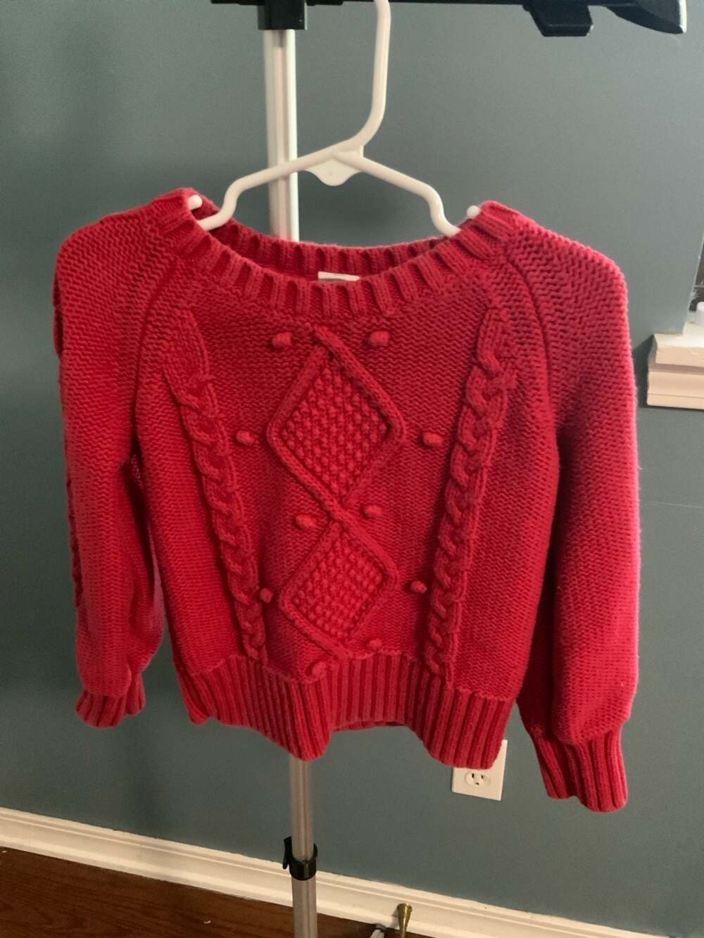 Baby Gap Red Cable Knit Pom Pom Sweater Size 4T